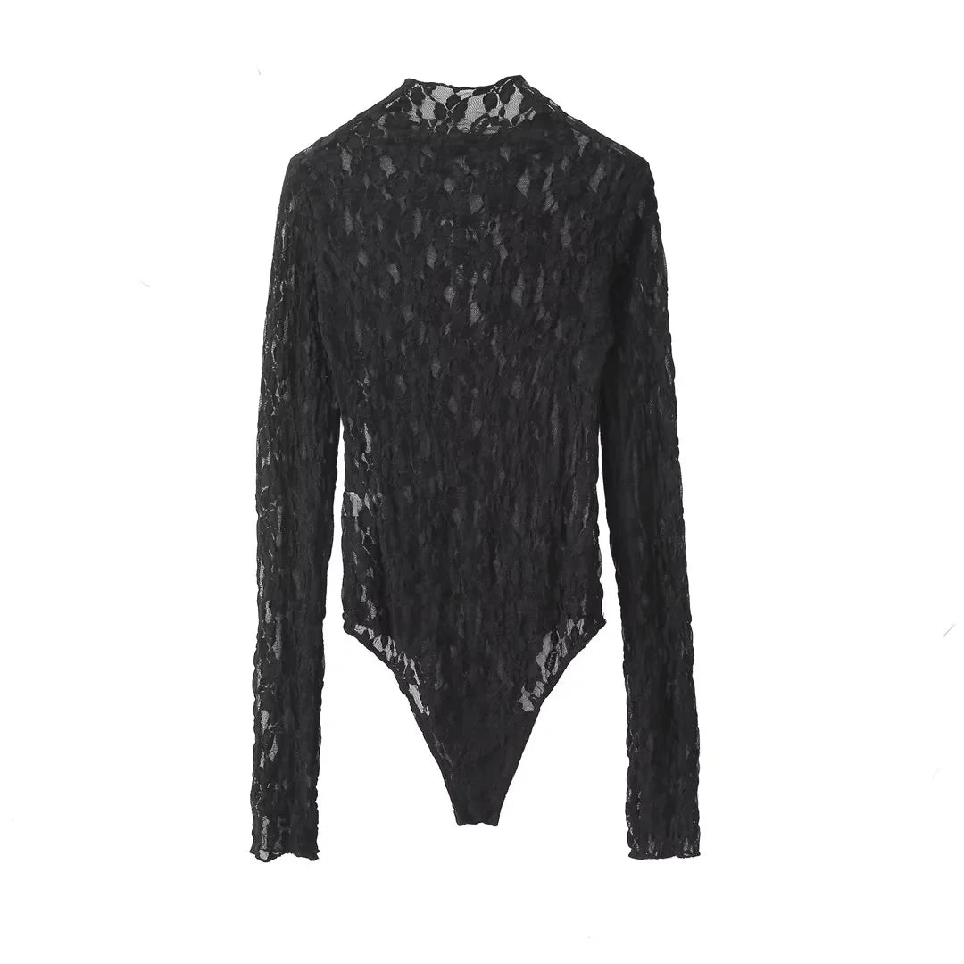 Conjunto Slim Lace – Top + Calça de Renda Transparente
