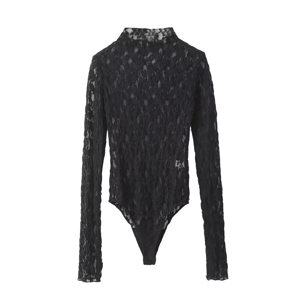 Conjunto Slim Lace – Top + Calça de Renda Transparente