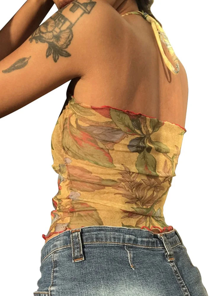 Top Floral Y2K Mesh - Itensifik