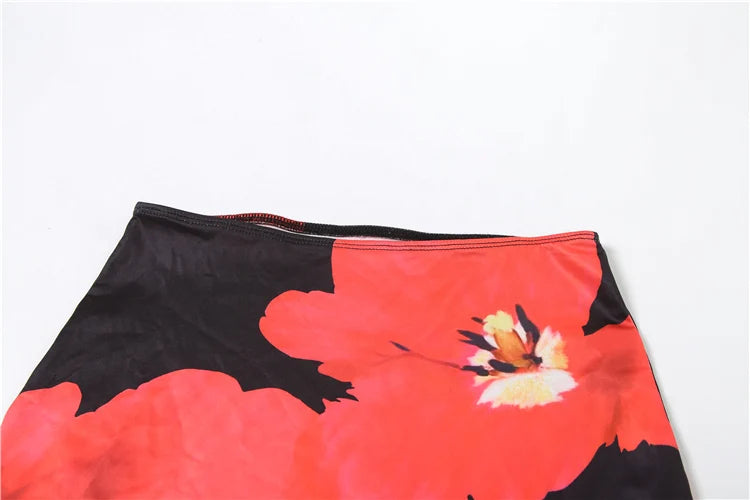 Conjunto Floral Y2K – Camisole + Saia Justa Peach Fit.