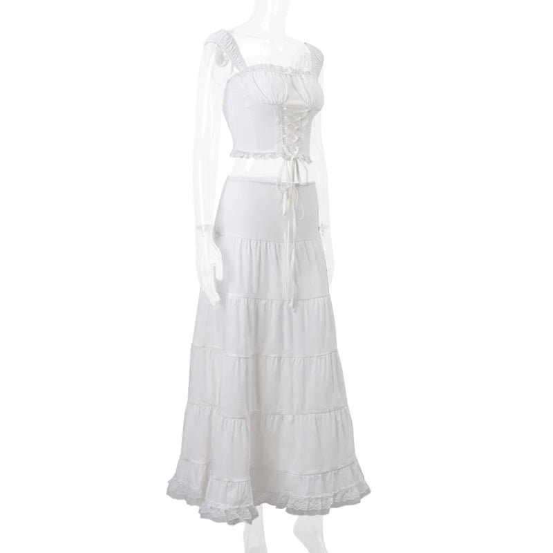 Conjunto Off-Shoulder & Saia Longa.