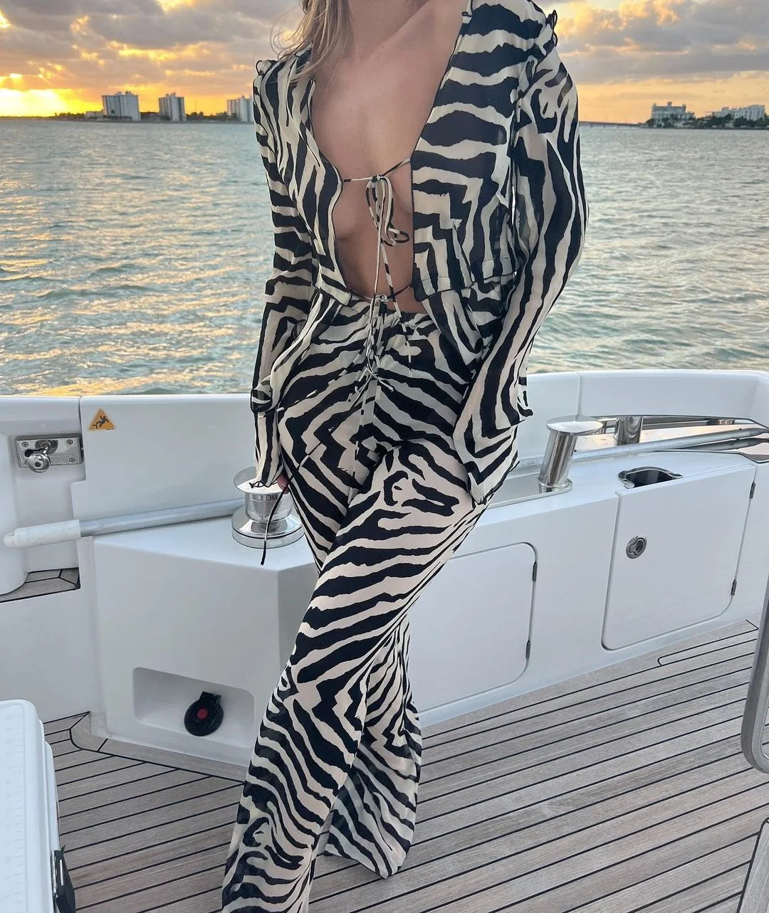 Conjunto Feminino 2 Peças Mesh Animal Print – Estilo Leve, Transparente e Cheio de Personalidade.