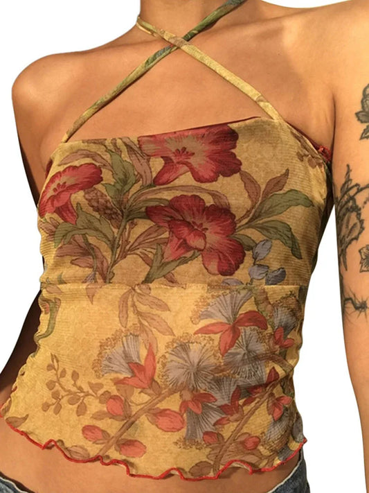 Top Floral Y2K Mesh - Itensifik
